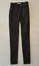 Levis 721 Women's High Rise Skinny Soft Black Denim Stretch Jeans Size 25x32