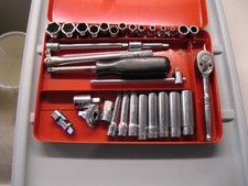 Vtg Snap On 32pc 14 Dr Sae Socket Set Ratchet Breaker Bar Extensions Kra 275