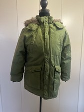 CP Dry Goods Army Green Boys Faux Fur Hooded Jacket Sz 14/16