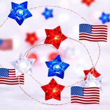 4th of July Decorations Red White and Blue 13 feet, Clear