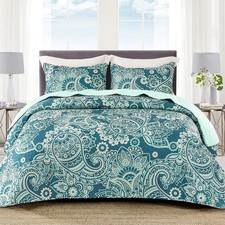 Whale Flotilla Reversible Paisley Quilts Full/Queen Size, Lightweight Boho