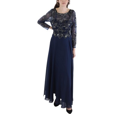 Xscape Womens Navy Sequined  Evening Dress 14 BHFO 4816