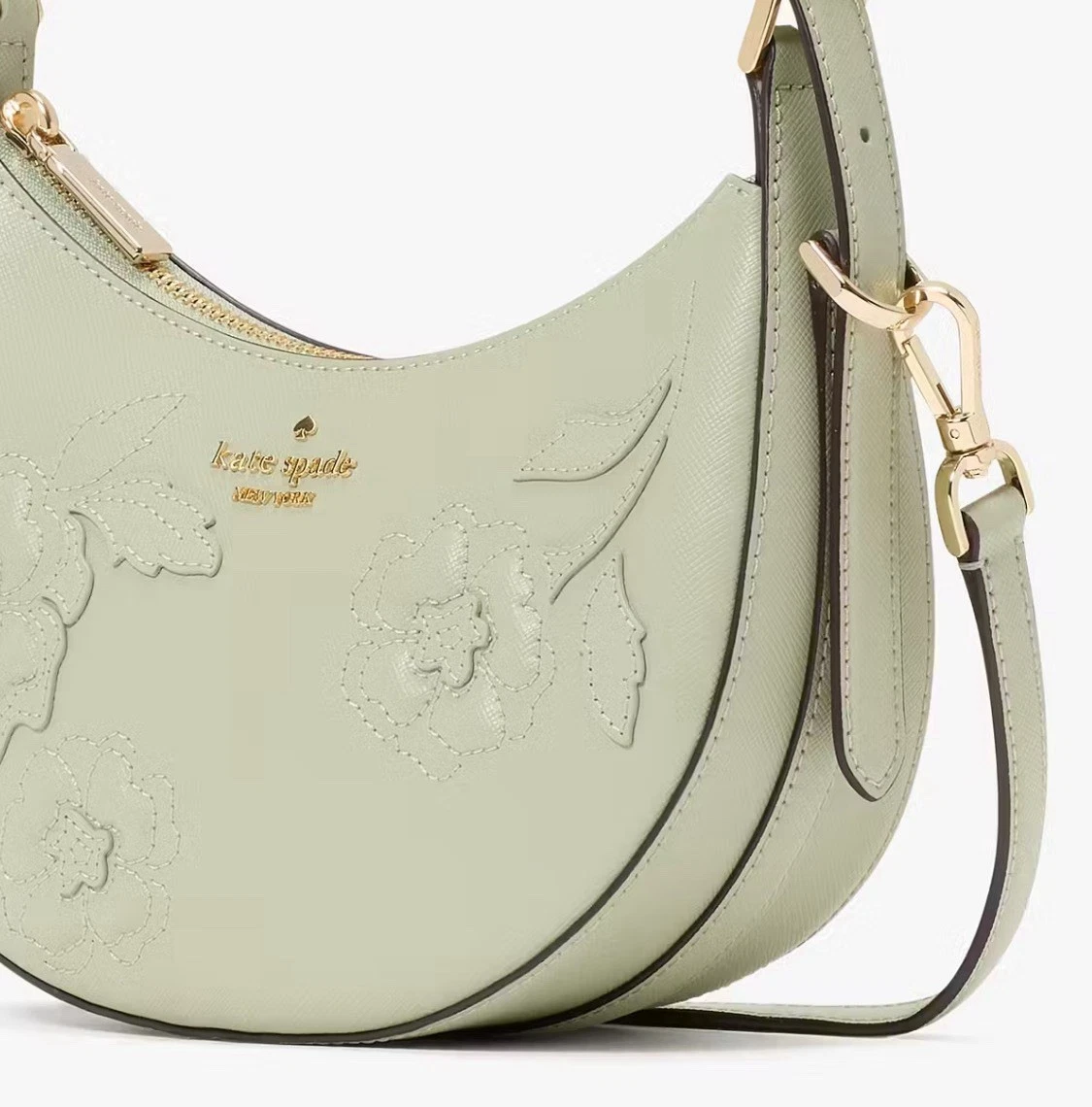 ?Borsa a tracolla nuova con etichette Kate Spade Madison applicazioni floreali mezzaluna prezzo di listino $359
