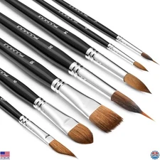 Fuumuui 7-Piece Professional Watercolor Brush Set – Sable Detail & Wash Brushes
