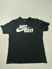 Nike Just Do It T Shirt Mens Medium Black White Logo Graphic Cotton Tee