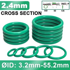 Green FKM Rubber Seals O-Ring 2.4mm Cross Section 3.2-55.2mm ID High Temperature