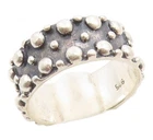 925 Sterling Silver Vintage Ring Modernist Bead Pattern Band  Sz 6.5  RG36084