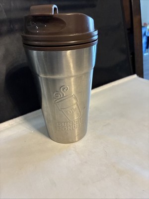 Dunkin Donuts Stainless Steel Insulated Travel Mug Cup Brown Lid