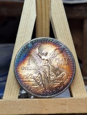 Onza Libertad 1982 Mexico Silver 1 Ounce Toned Silver Coin Dent Clip On Rim