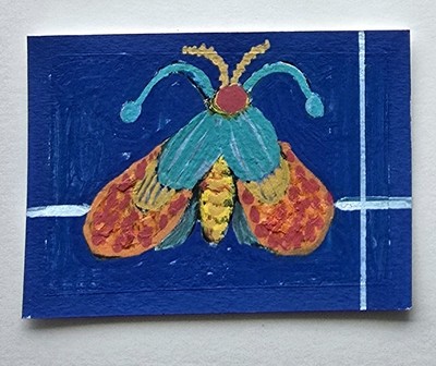 Original ACEO Moth Insect Arthropod Nocturnal Dulce Maria Rico''NOCTURNE''