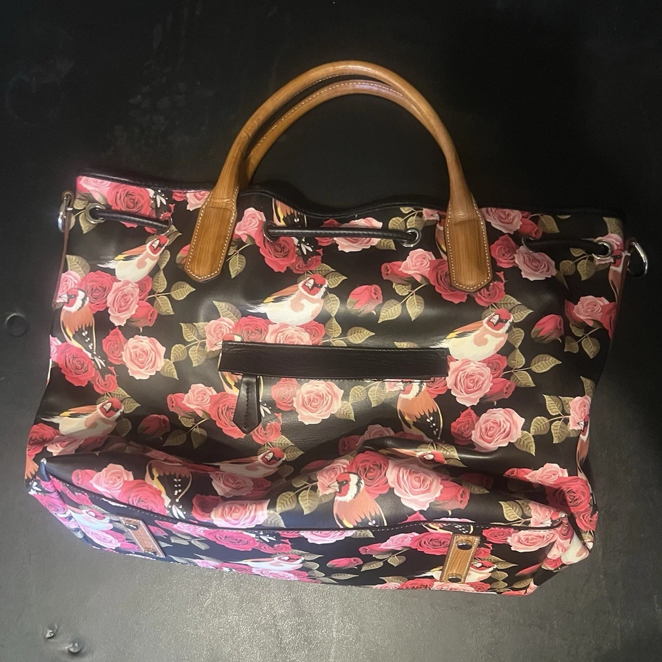 Monedero floral Cavalcanti Rose, cuero genuino real hecho a mano en Italia, nuevo. Foto 2 de 4