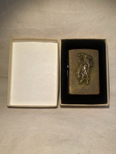 Vtg. Marlboro Zippo Lighter Solid Brass Cowboy Bucking Horse w/ Box 1990s Unused