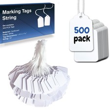 Easytwelve - 500 Pcs White Price Tags with String Attached, Hang Tags for Pro...