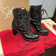 CHRISTIAN LOUBOUTIN Mad stringato nero nappa pelle punta trapuntato tacco 40