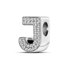 MULA Original Letter J Charm Clear AAA CZ Fit Women Bracelet 925 Sterling Silver