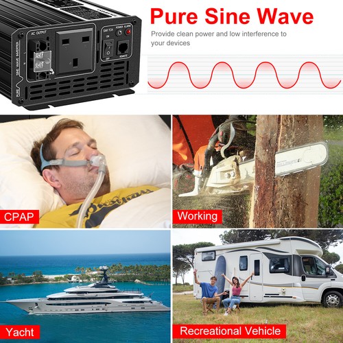 CNSWIPOWER Power Inverter 24V 240V Pure Sine Wave Inverter 1500W Remote with LCD - Picture 5 of 6