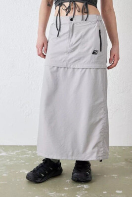 URBAN OUTFITTERS MAXI CARGO SKIRT Iets Frans Zip Off Grey XXS / UK 6-8   NEW