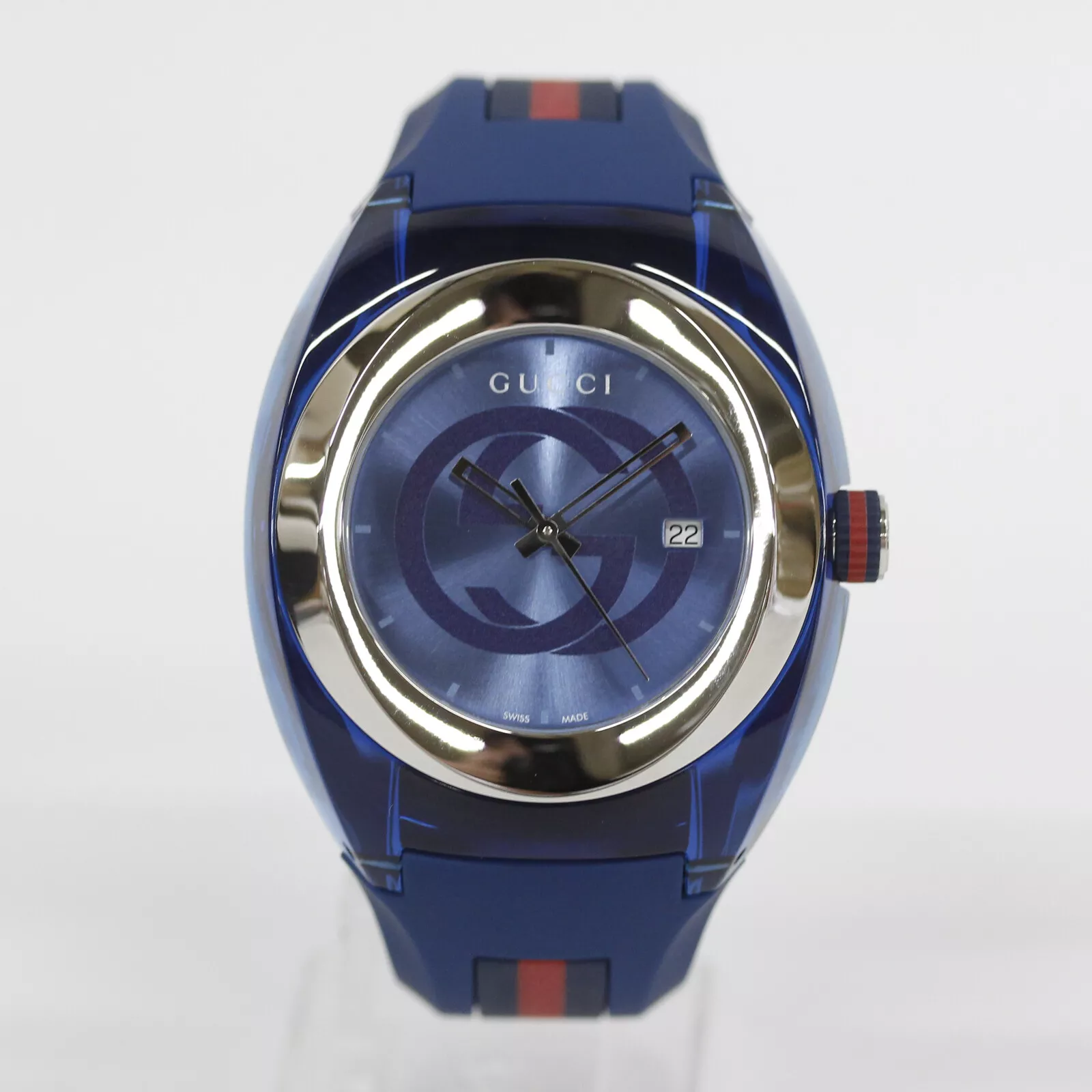 GUCCI SYNC YA137104A analogique quartz saphir cristal bleu