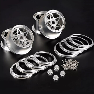 4pcs CNC-gefertigte Aluminium-Metallradräder für RC 1/5 HPI Rovan Baja 5B SS KM