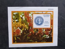 1977 COLOMBIA PHILATELIC MUSEUM ORCHIDS MINT STAMP MINI SHEET