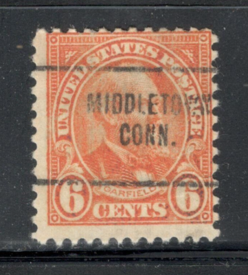 Sc # 638 ~ 6 cent James Garfield Issue, Precancel, MIDDLETOWN CONN