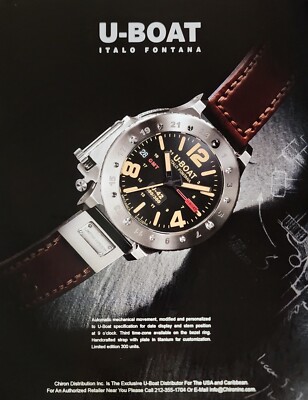 U Boat Italo Fontana Watch Picture Magazine Ad Out of Print Wall Art Decor   