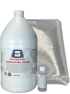 Polyester Resin with Biaxial Fiberglass 1708x38x10 Yards of Biaxial Mat/Cloth