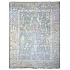 12' x 16' Cadet Gray Wool Hand Knotted Afghan Angora Oushak Oversized Rug R73024
