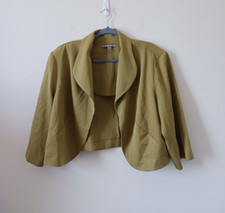Maya Brooke Bolero Blazer Women Lime Green Size 22 Open Front Jacket Long Sleeve