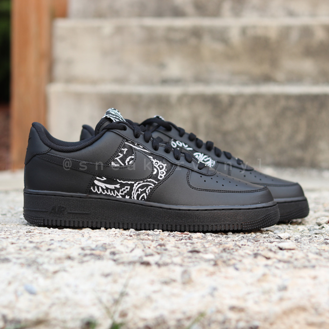 Black Bandana Custom Nike Shoes With Bandana Nike Air Force Low