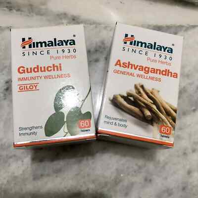 Combo of Himalaya GUDUCHI + ASHVAGANDHA 60 Tabs each Immunity Wellness FREE SHIP