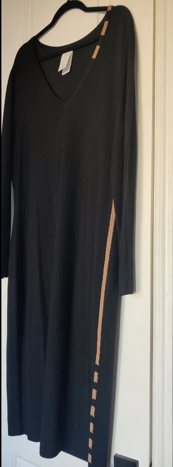 Платье Marina Rinaldi черное с длинным рукавом в полоску гоночное женское размер L - Изображение 3 из 4