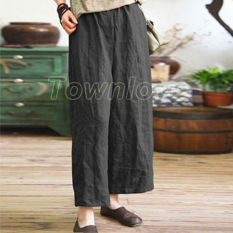 Spring and summer cotton and linen design sense strap loose wide-leg casual trousers main image 0