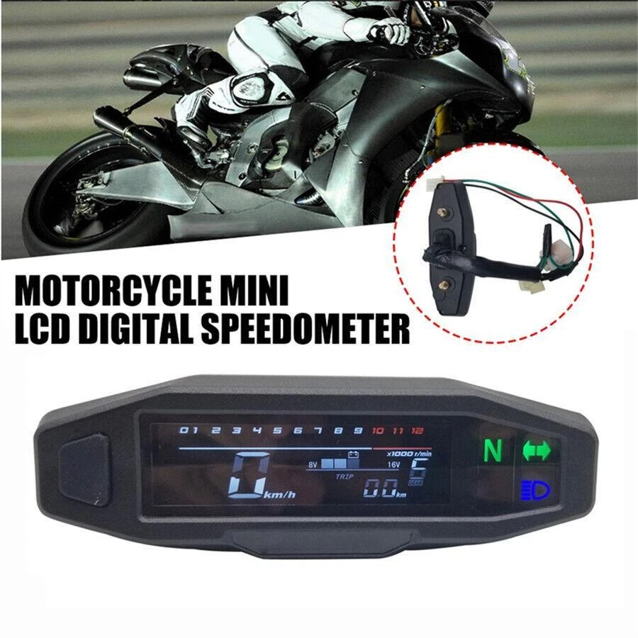 1200 RPM Motocicleta Bicicleta Velocímetro LCD Digital Odómetro KM/H Calibre Voltímetro Foto 2 de 4