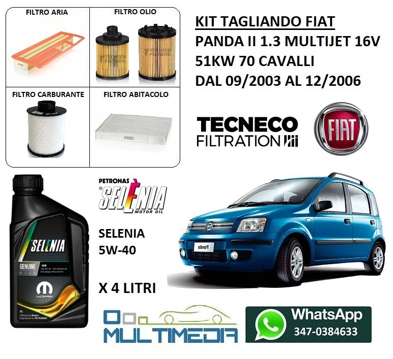 Kit Tagliando Per Fiat Panda 312 1.3 Multijet Lancia Ypsilon EURO 5 Siroil 5W30 - Foto 7