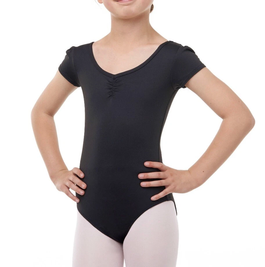 Danskin Cap Sleeve Leotard Girls Sz XXSXXCH (2-3) Black NWT Height  39-41.5” | eBay