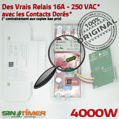 Commande Automatique Jour-Nuit Heures Creuses Prises VMC Rail DIN 16A 4kW - Photo 3/7