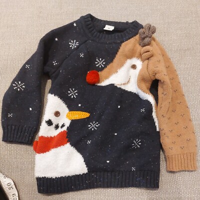 TU Kleinkind Weihnachten Xmas Pullover - 18-24 Monate - Schneemann Rudolph 