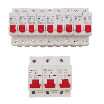  Solar DC Mini Circuit Breaker 1Pole MCB 6/10/16/25/32/40/50/63/80/100/125A 500V