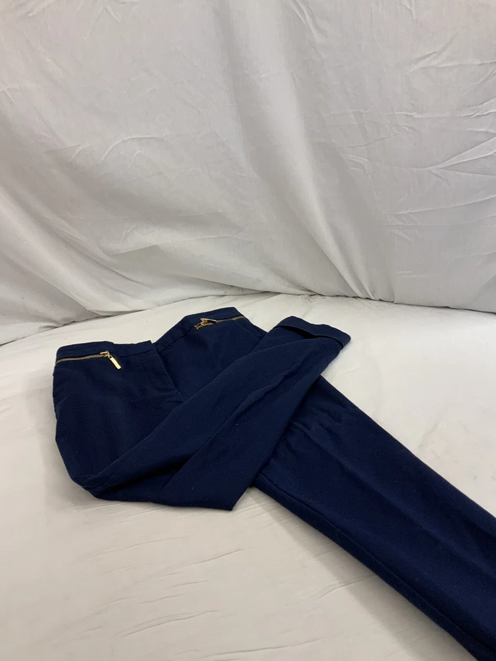 Pantalones Zara Talla 2 Azul Algodón Elástico Frente Plano Informales YGI O2-27 Foto 4 de 4