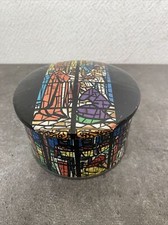 Ancienne Petite Boîte Rond Deco Vitraux Couronnement Ifametal Deco 