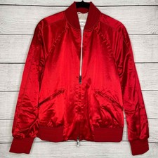 Valentino Red Rockstud Bomber Jacket Satin Studded