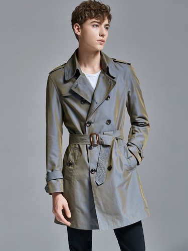 Trench Coat Men Spring New British Double Breasted Jacket Mid-Length Large Size - Picture 3 of 9