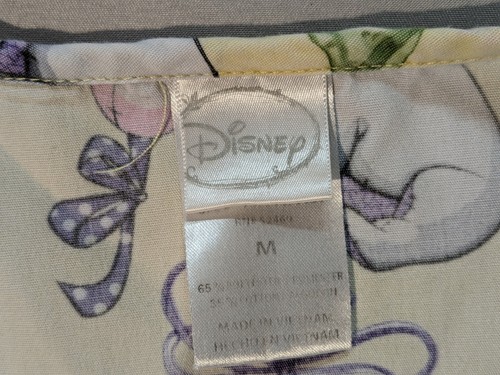 Disney Scrub Top Womens Medium Yellow Eeyore Winnie the Pooh Oh Bow is Me Hearts - Picture 5 of 5