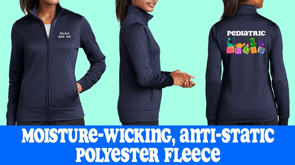 Personalized Pediatric Nurse Kids Dinosaurs Zip Up Fleece Jacket - Image 3 of 4