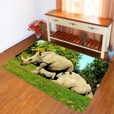3D Hippo Tree C074 Animal Non Slip Rug Mat Round Elegant Carpet Zoe