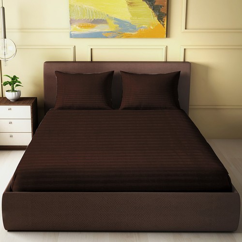 25cm Deep Egyptian Stripe Fitted Sheet Single Double King Super King Size Sheets - Picture 16 of 88