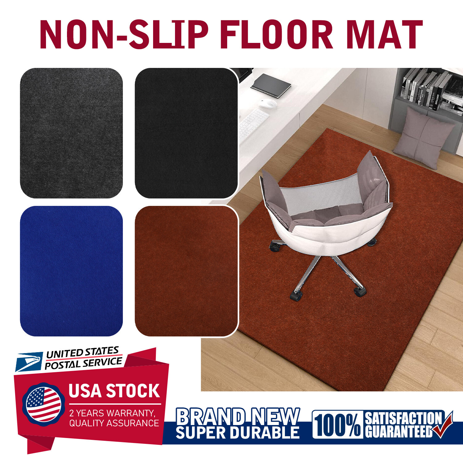 Premium Hardwood & Tile Floor Office Chair Mat - Large Gaming & Computer Use-image