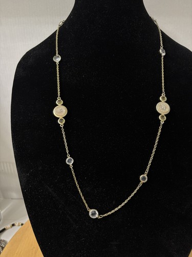 VINTAGE ANN TAYLOR LOFT PINK STONE NECKLACE NWT GOLD TONE