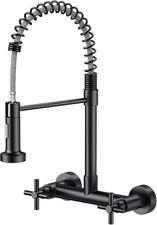 Wall Mount Kitchen Faucet, Matte Black Kitchen Sink Faucet, 8 Inch 2 Handle Wal